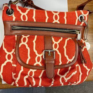 SPARTINA 449 Daufuskie Island Sailor's Watch Purse Bag Linen Brown/Orange